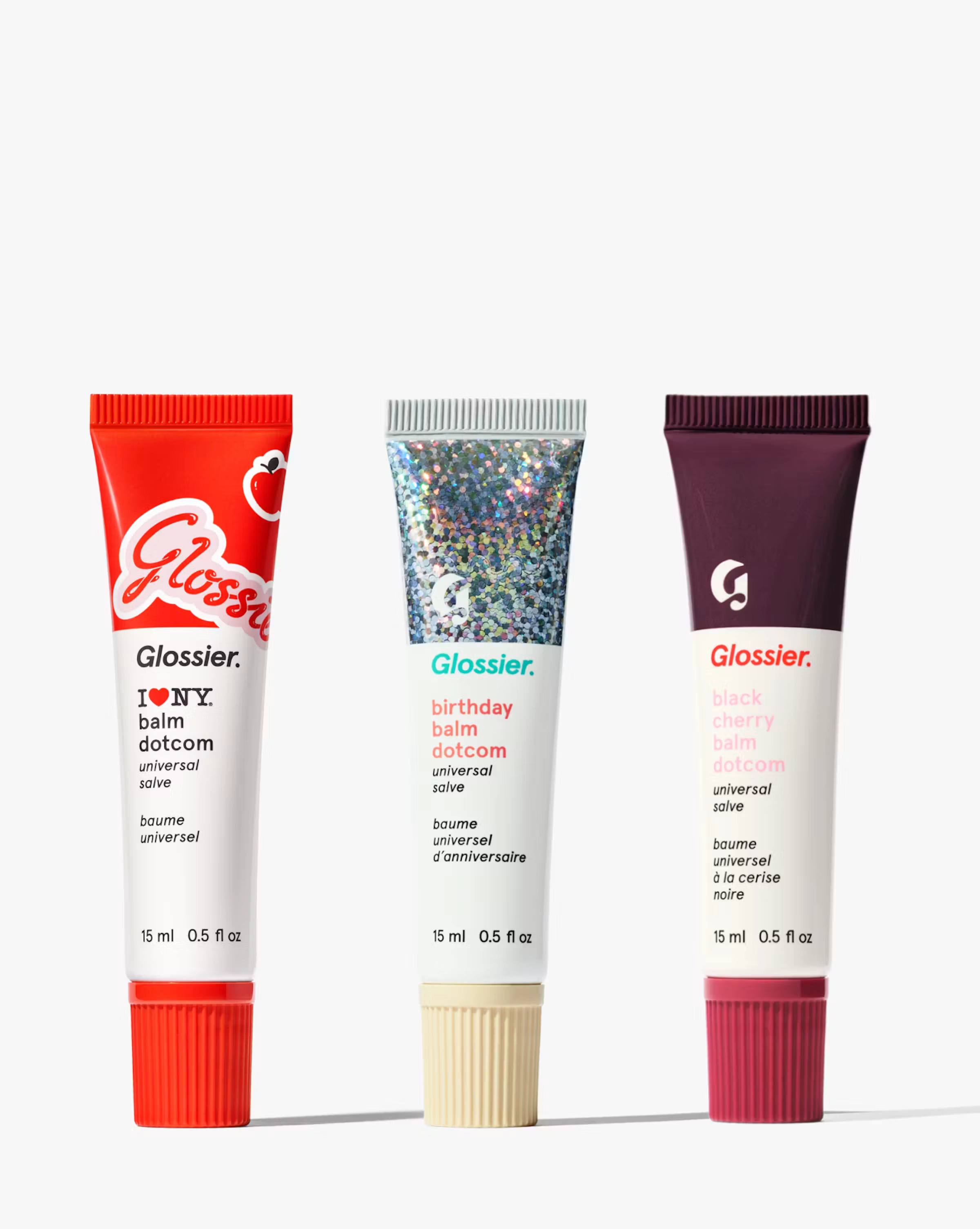 Balm Dotcom Trio in red, silver and burgundy tubes