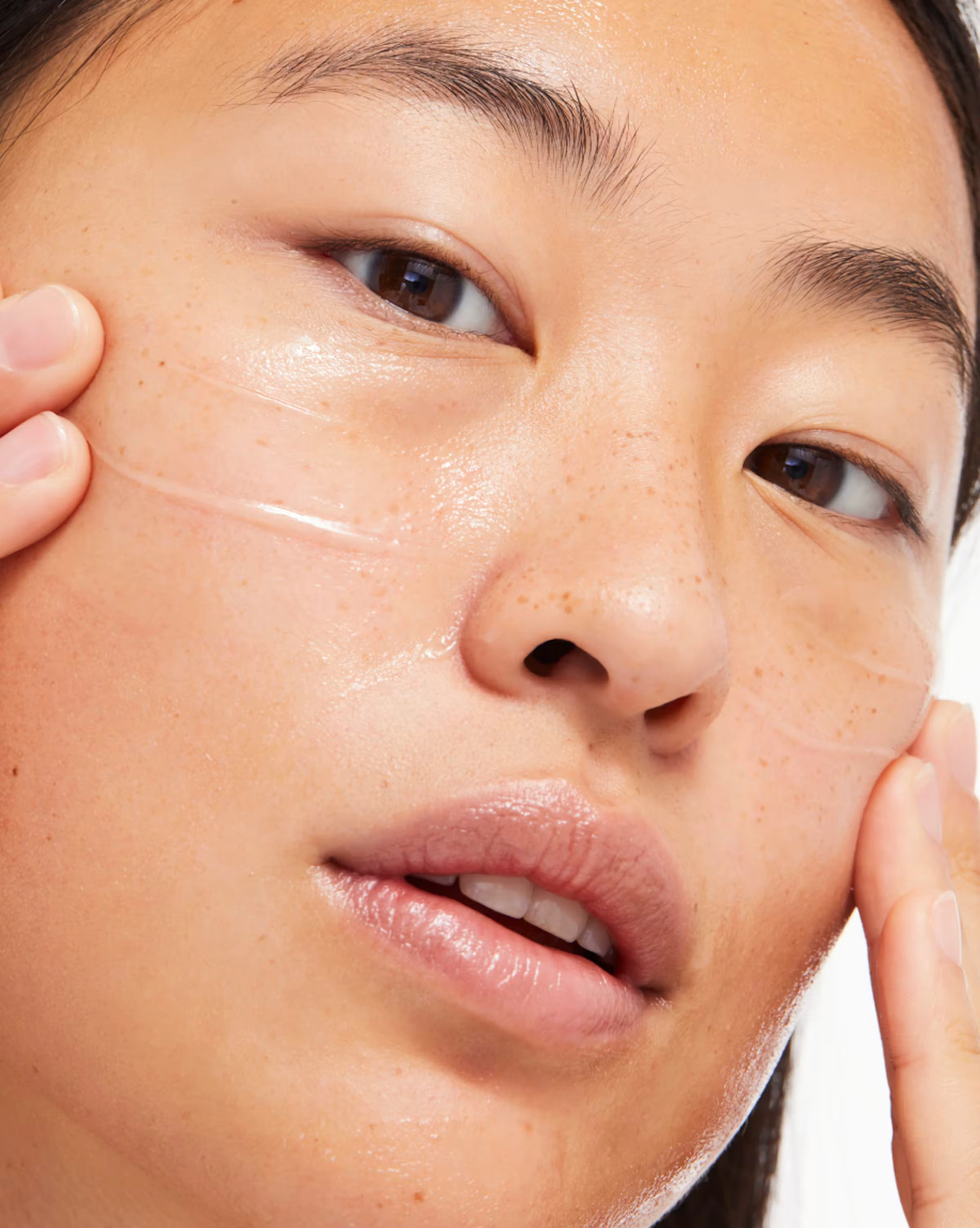 Milky jelly cleanser on skin