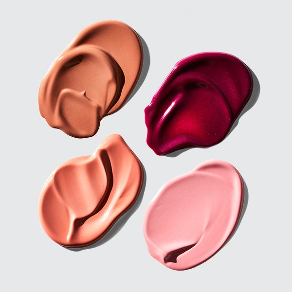 Cloud Paint sample swatches in peach, coral, berry and pink