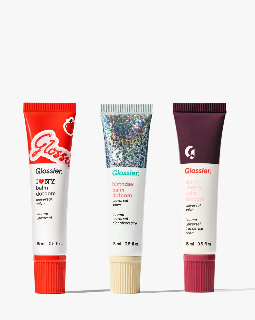 Balm Dotcom Trio with three lip balm tubes