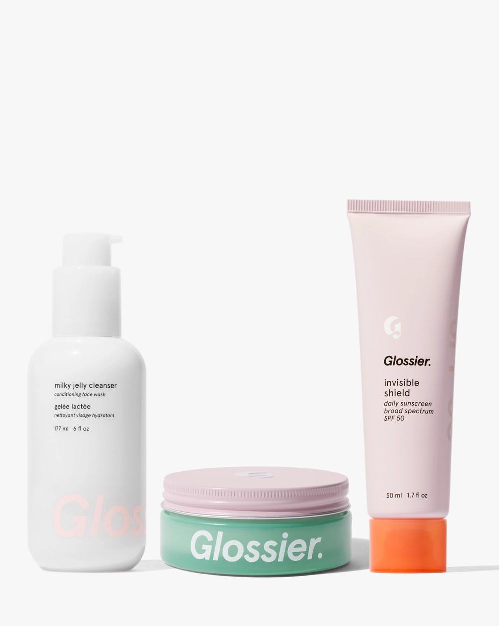The Skincare Icons set with a cleanser, a jar and a cream tube